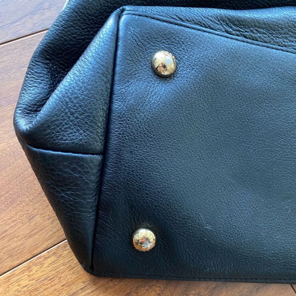 [Michael Kors] Black Leather Zippered Work Office Shoulder Bag - Picture 6 of 6